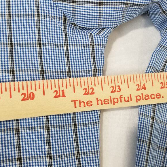 Peter Millar Sport Shirt Medium Button Short Sleeve Plaid Crown Cotton - Picture 8 of 10